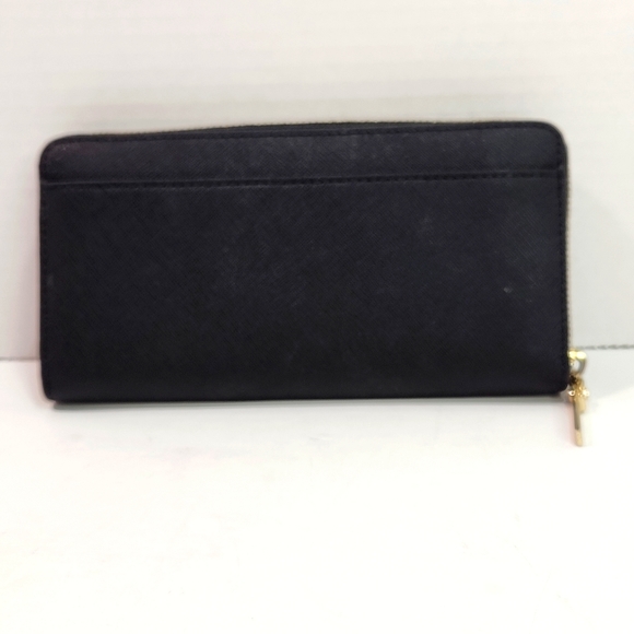 KATE SPADE Black Cameron Street Flock Roses Leather Continental LACEY Wallet - Picture 2 of 15